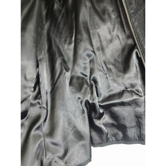 Vintage Y2K Guess Genuine Leather Jacket Reptile Embossed Zip Front Moto Large - Picture 11 of 16